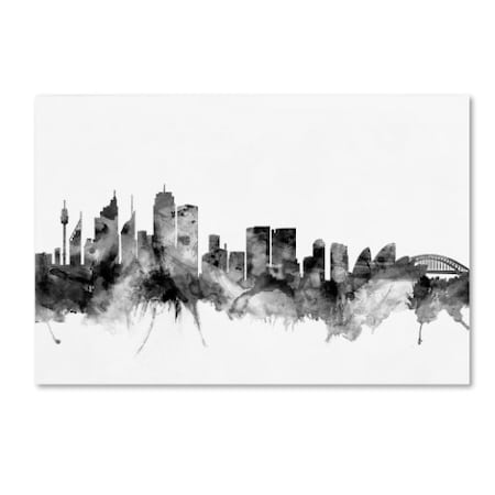 Michael Tompsett 'Sydney Australia Skyline B&W' Canvas Art,12x19